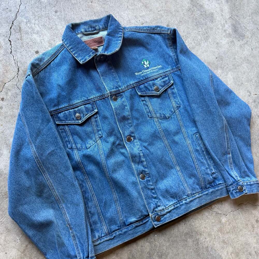 Port Authority Blue Denim Trucker Jacket with Waste Connections Inc. Logo, Size - Picture 2 of 7